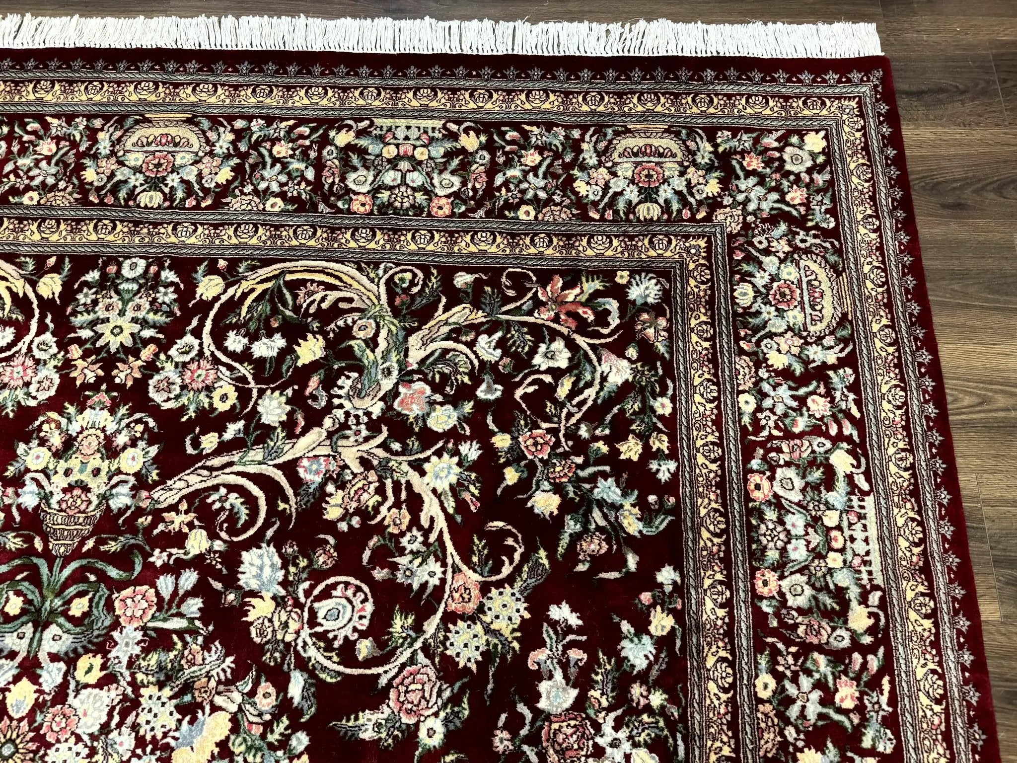 Burgundy Persian Rug 8x10, Pak Persian Floral Carpet, Very Fine 300 KPSI by Jewel Rugs