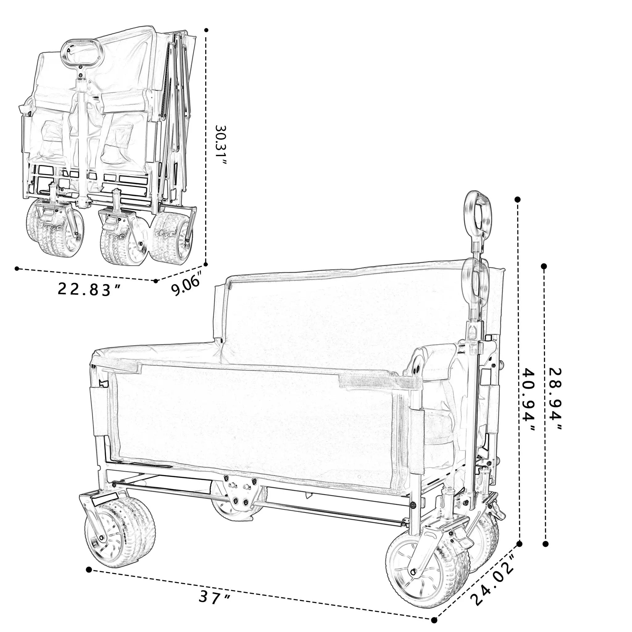 3-in-1 Convertible Folding Wagon Cart with Bench Seat & Storage by HouseOfZazla