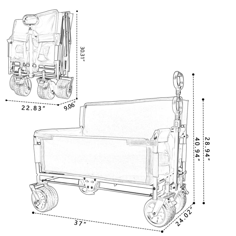 3-in-1 Convertible Folding Wagon Cart with Bench Seat & Storage by HouseOfZazla