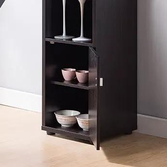 Bar Cabinet, Extended Table Kitchen Cabinet With Wine Bottle Compartment & Open Shelving - Red Cocoa by HouseOfZazla