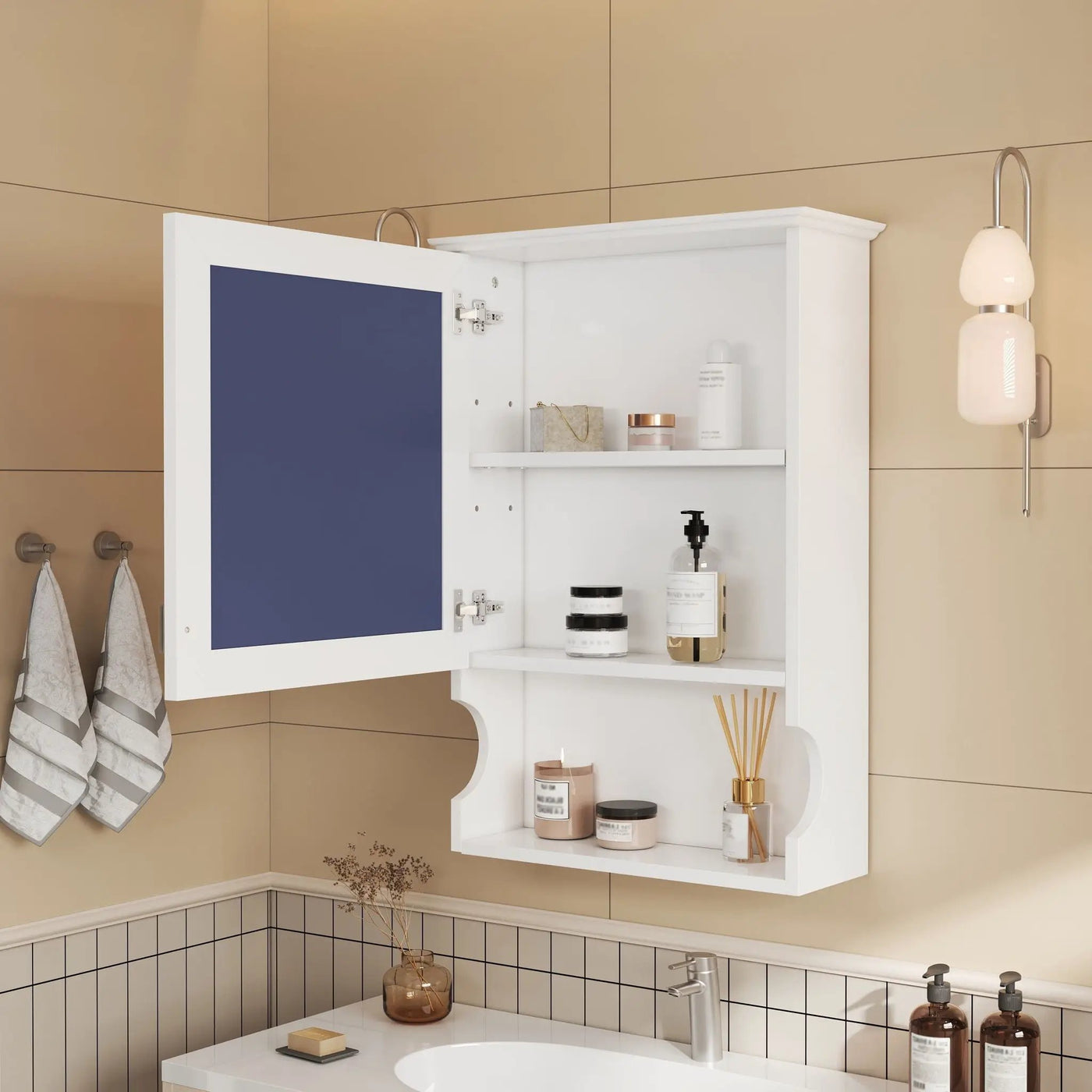 Wall Mounted Bathroom Storage Cabinet With Mirror, Soft Closing Hinges by HouseOfZazla