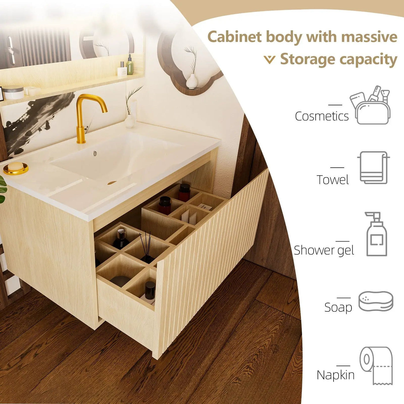 Wall Mounted Floating Bathroom Vanity With Sink And Drawers by HouseOfZazla