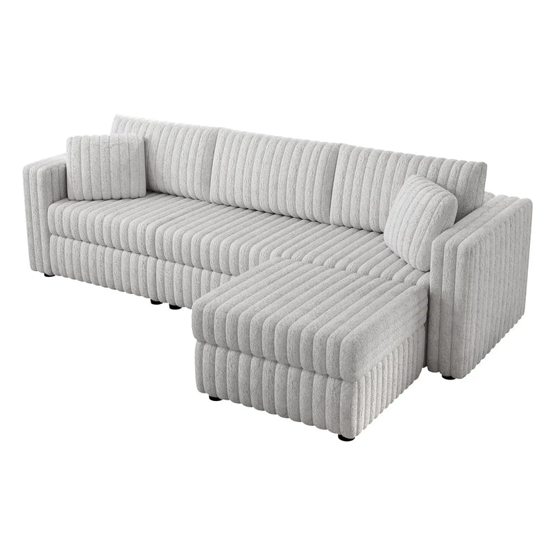 106.3" Soft 3-Person Sofa with Ottoman by HouseOfZazla