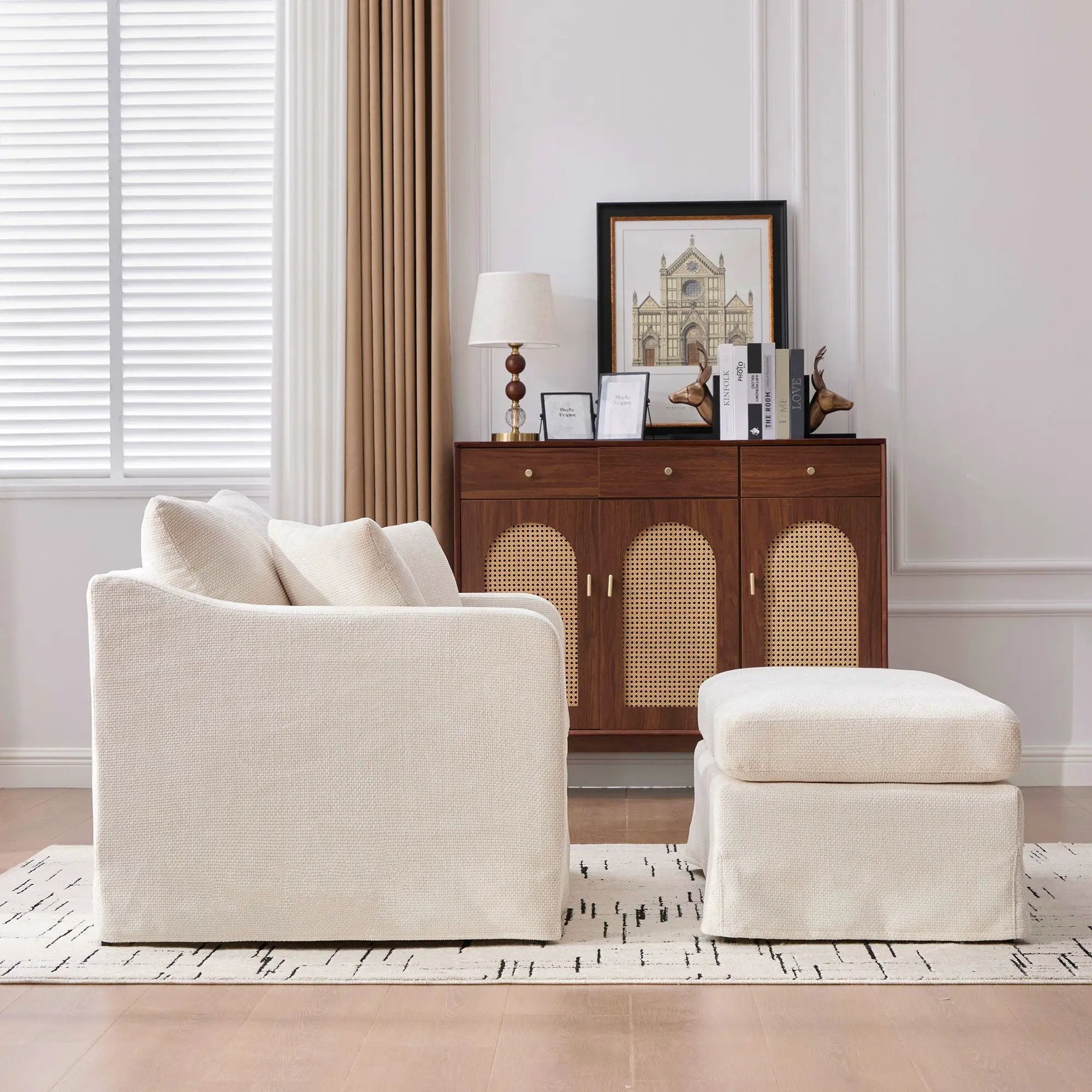 Accent Chair With Ottoman, Includes 2 Bolster Pillows by Unique Piece Furniture