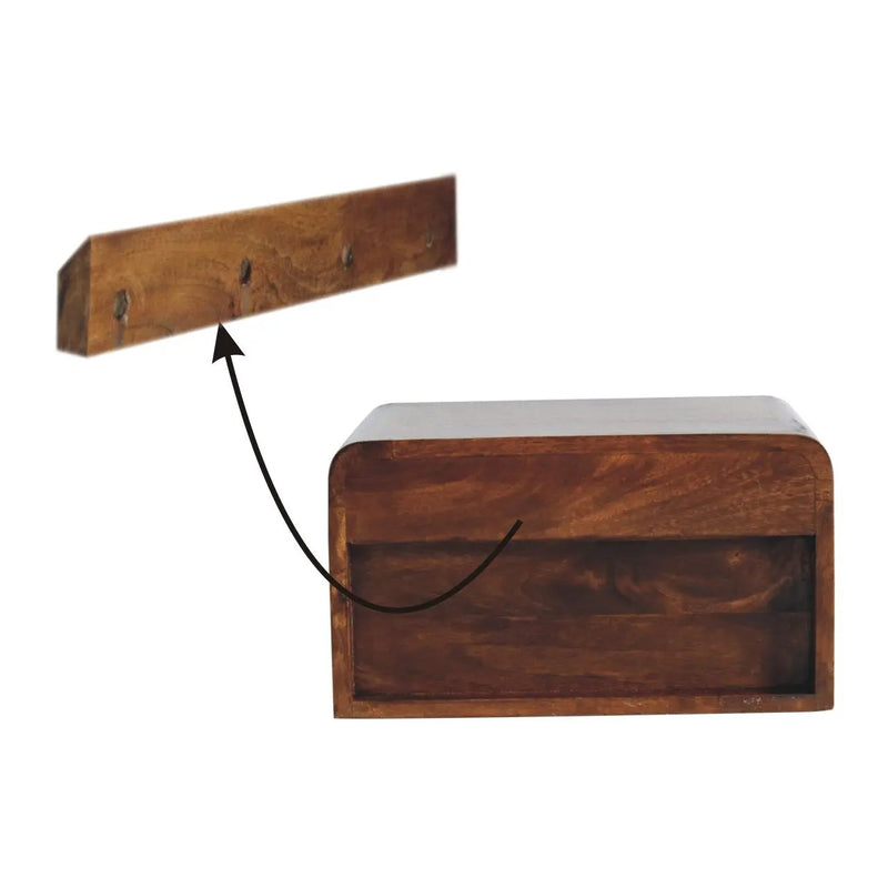 Chunky Chestnut Floating Bedside, 1-Drawer, 1 Open Slot by HouseOfZazla