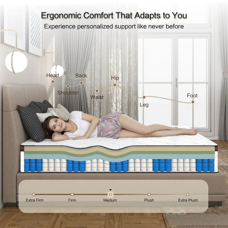 10" Hybrid Medium Firm Mattress With Memory Foam & Pocket Coils by HouseOfZazla