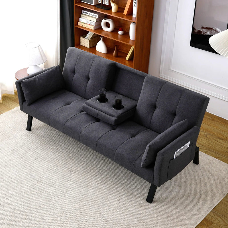 Sofa Bed With Foldable Design And Cup Holder by Unique Piece Furniture