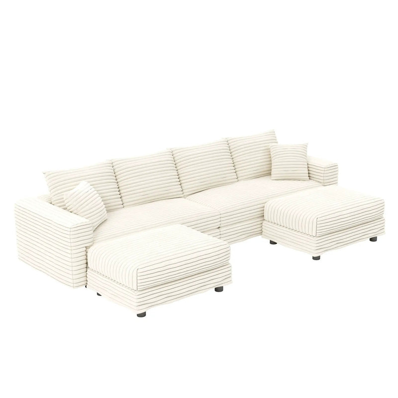 Deep Seat Convertible Sofa With Soft Pillows And Ottomans by HouseOfZazla