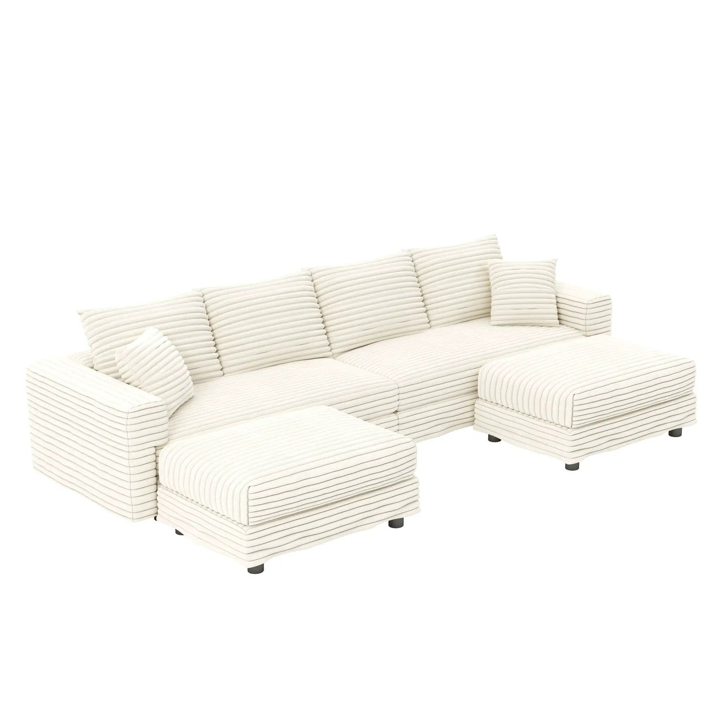 Deep Seat Convertible Sofa With Soft Pillows And Ottomans by HouseOfZazla