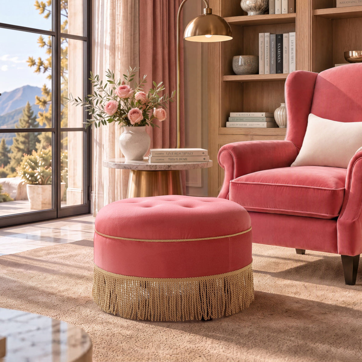 Yolanda - Round Upholstered Accent Ottoman, photo 37 of 40