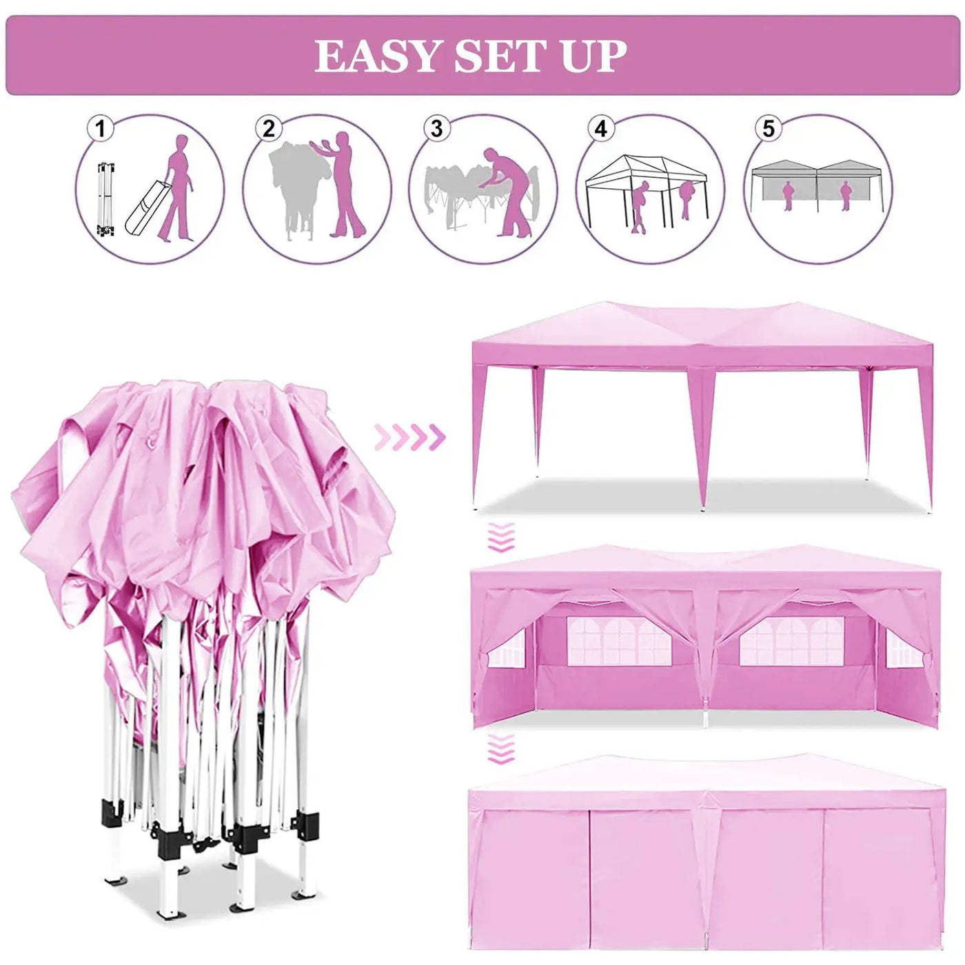 10'x20' EZ Pop Up Canopy Outdoor Portable Party Folding Tent with 6 Removable Sidewalls by HouseOfZazla