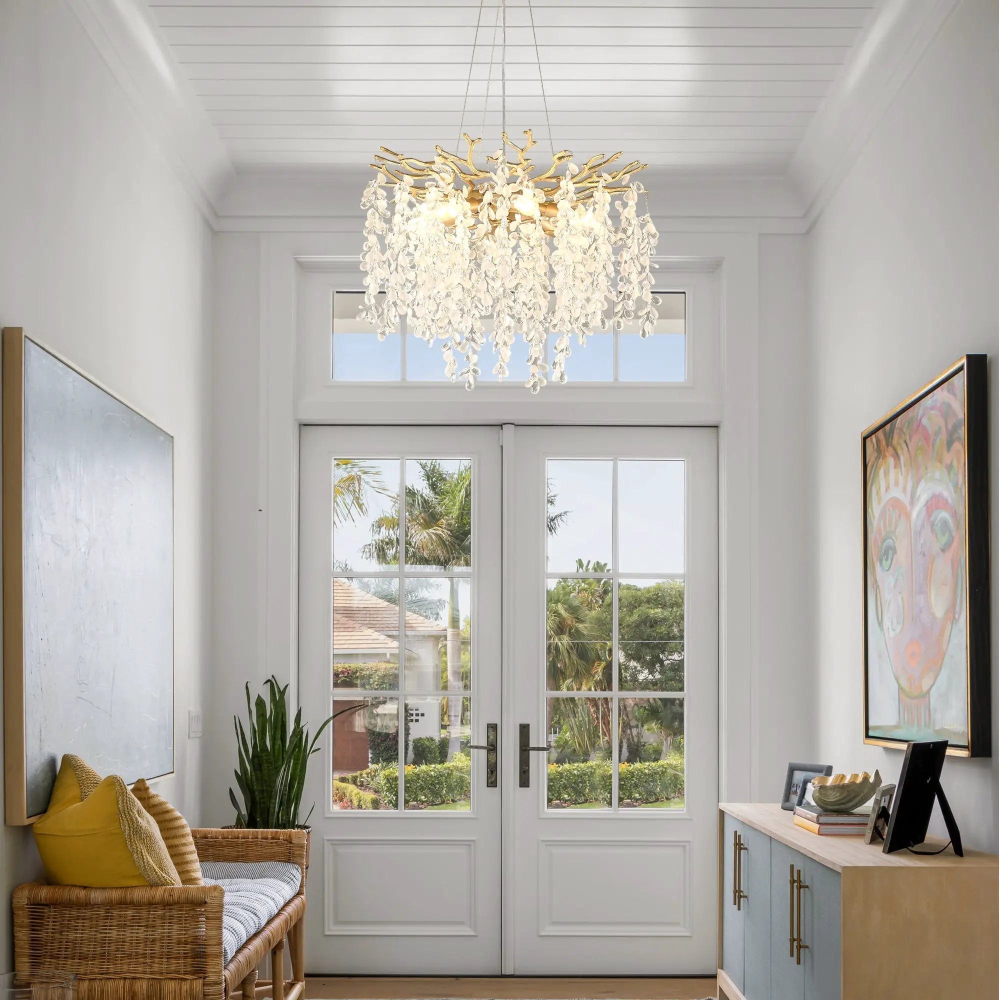 6-Light Chandelier Crystal Ceiling Lamp in Gold by HouseOfZazla