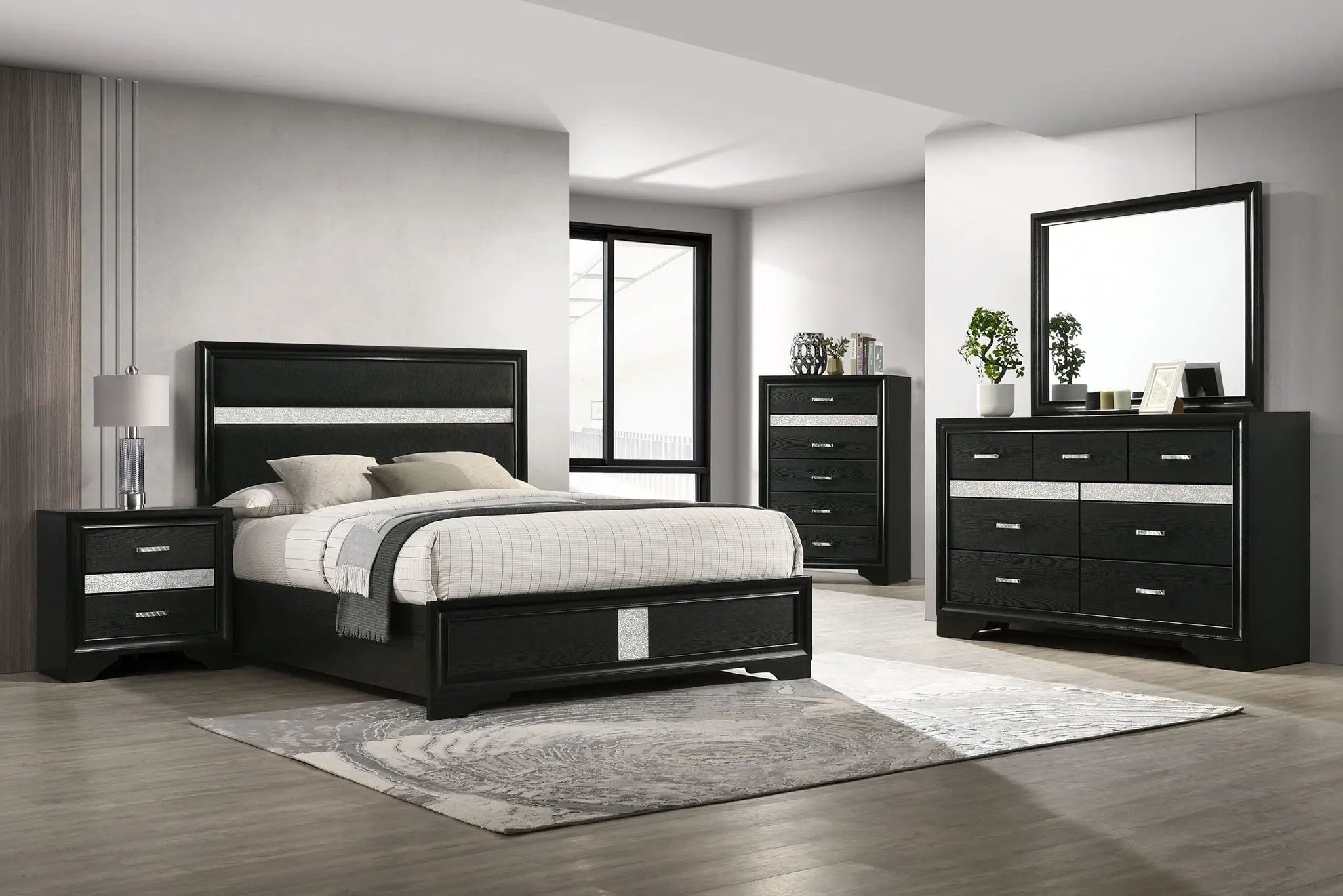 Miranda 5-piece Eastern King Bedroom Set Black by Unique Piece Furniture