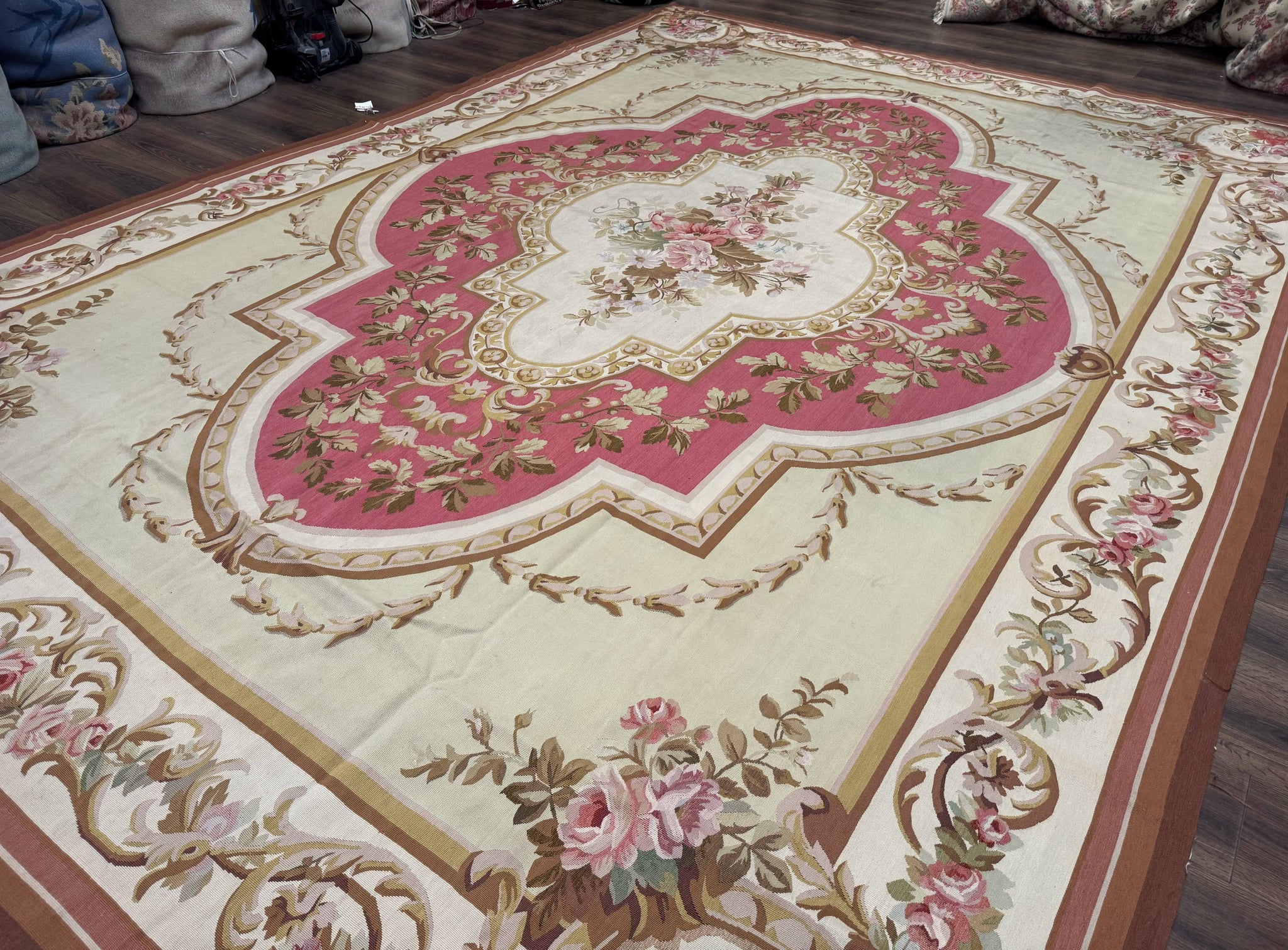 Large Aubusson Rug 10x14, European Elegant French Design, Floral Carpet by Jewel Rugs
