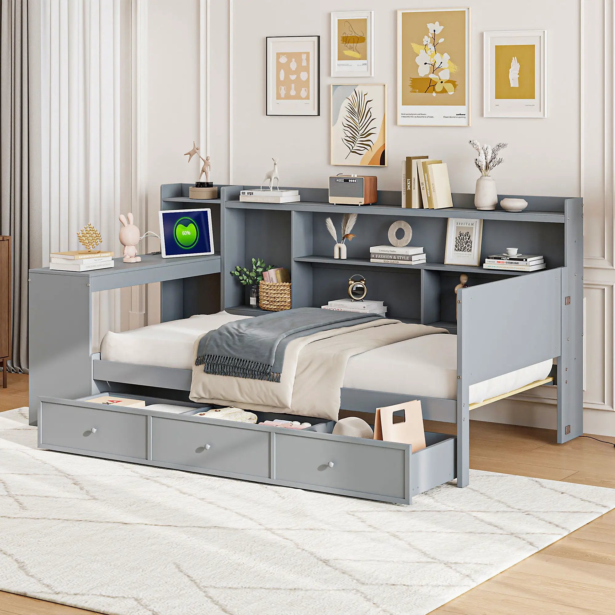 Daybed With 3 Drawers USB Ports And Desk by HouseOfZazla