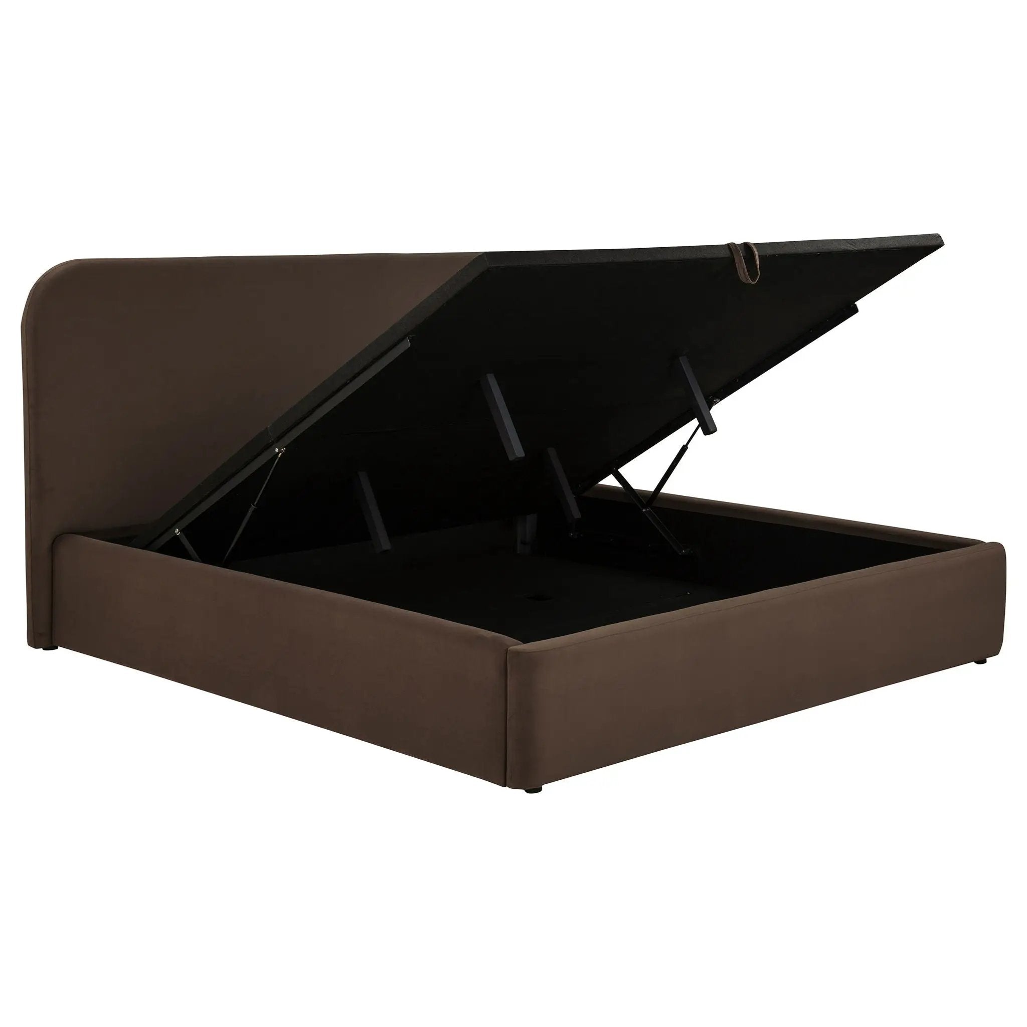 Anders Upholstered Eastern King Storage Lift Platform Bed Chocolate by Unique Piece Furniture