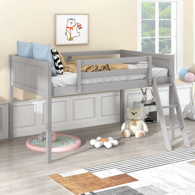 Low Loft Bed With Adjustable Ladder by Unique Piece Furniture