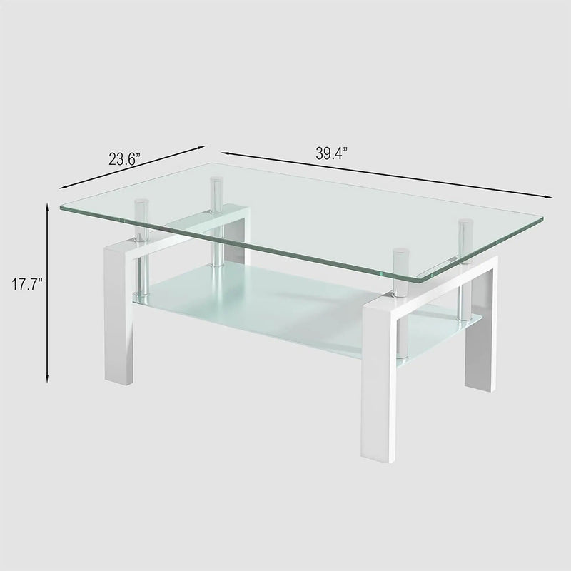 Tempered Glass Table With Storage by Unique Piece Furniture