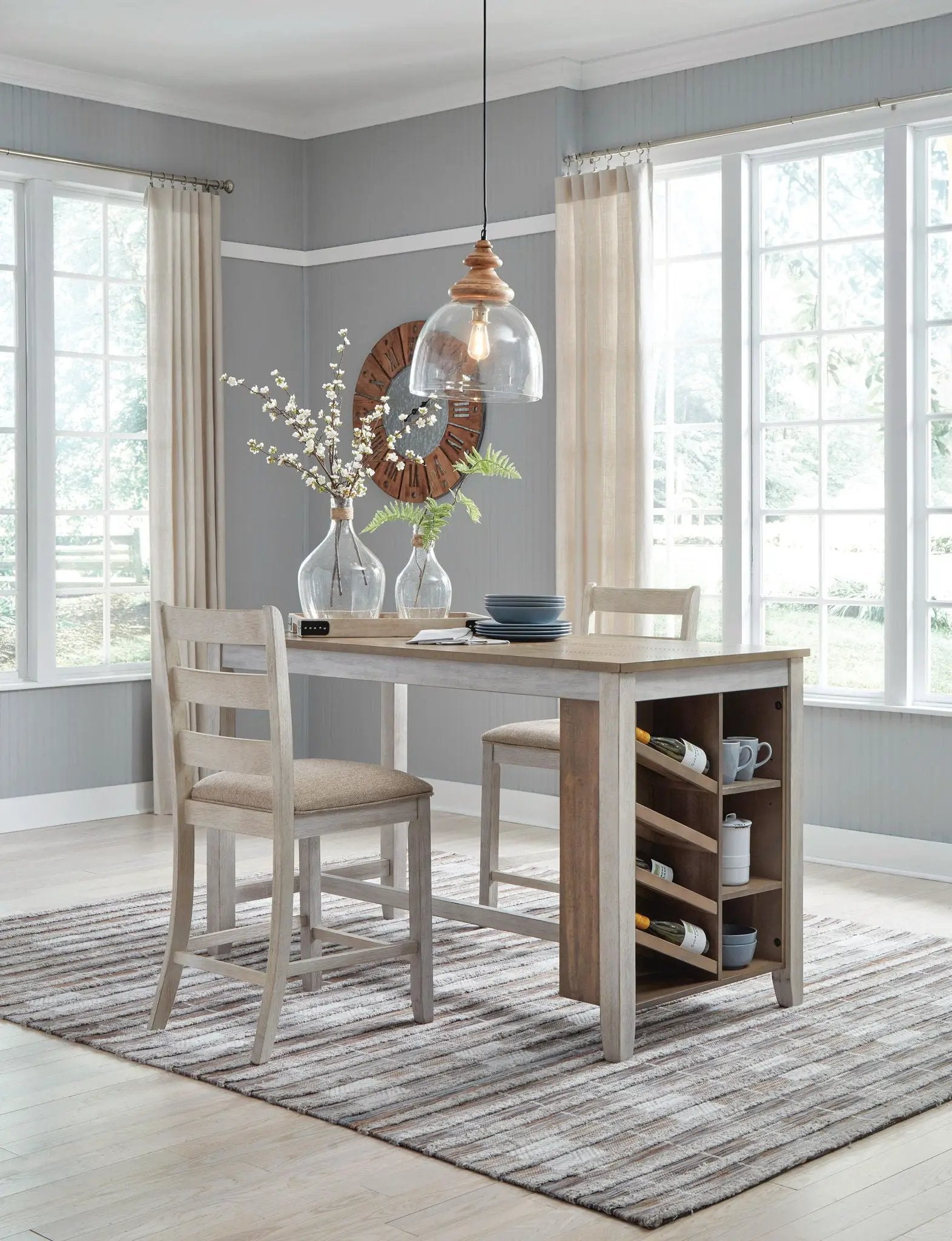 Skempton - Rectangular Counter Table With Storage - White by Unique Piece Furniture