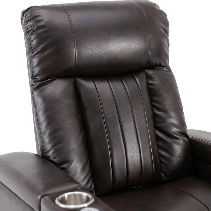 Power Recliner With Storage Arms, Cupholders, Swivel Tray Table And Cell Phone Stand - Brown by HouseOfZazla
