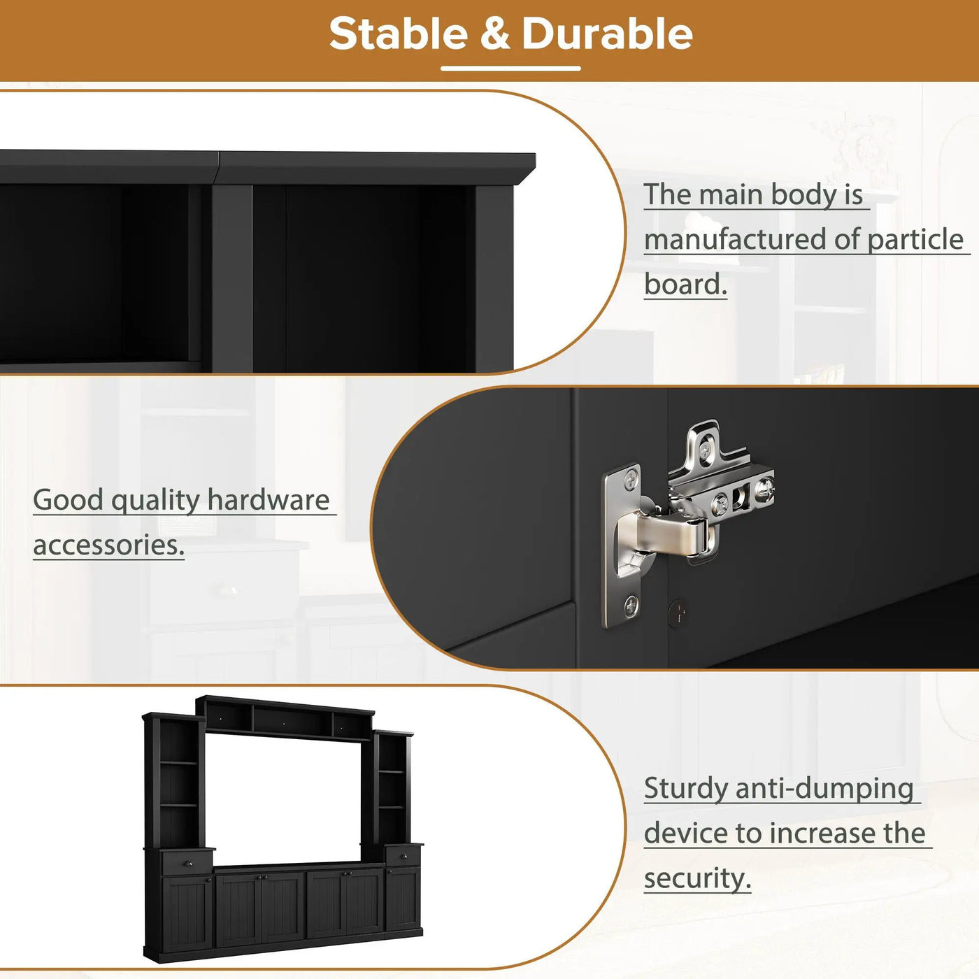 Minimalist Entertainment Wall Unit Set With Bridge For TVs Up To 75" by HouseOfZazla