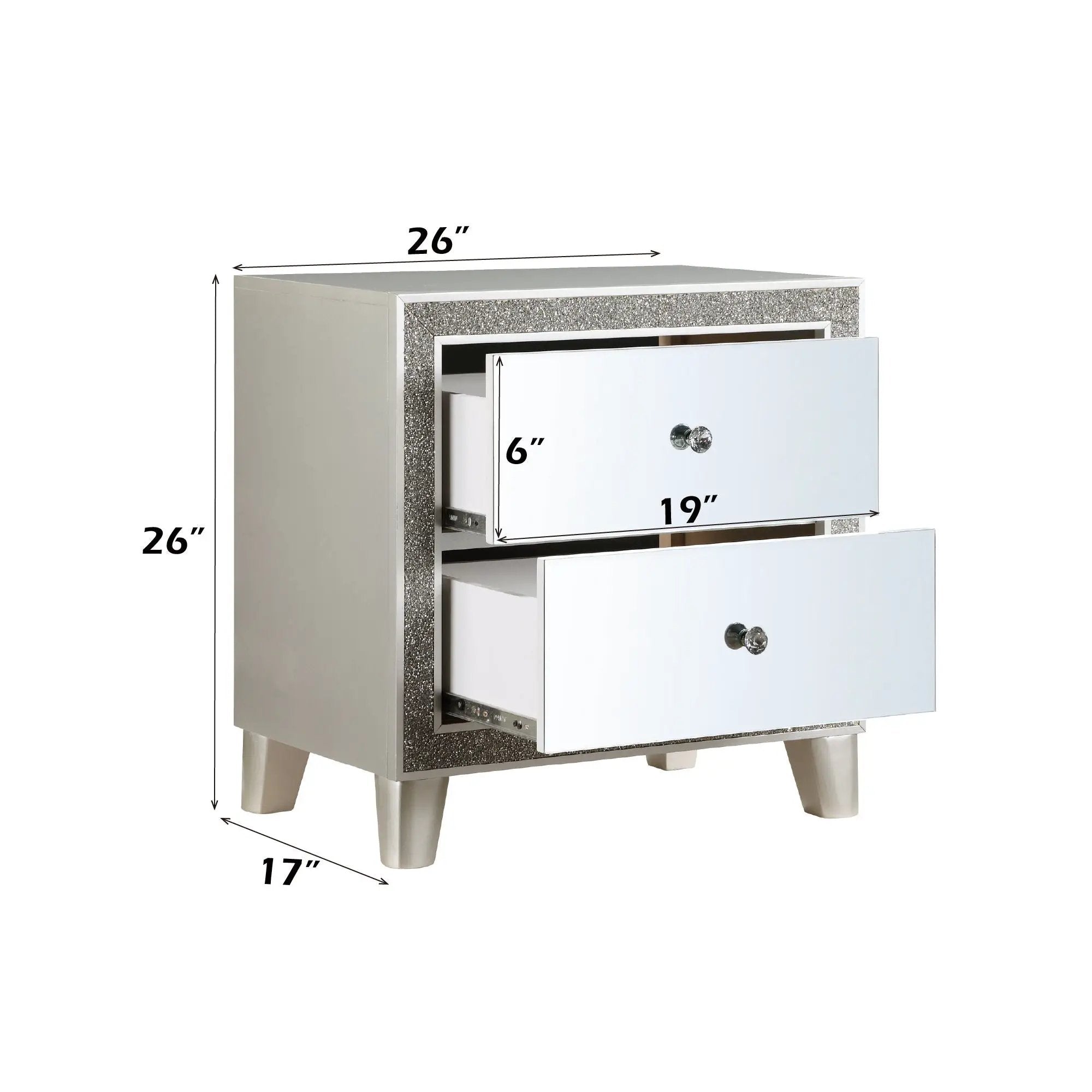 Sliverfluff - Mirrored Nightstand - Champagne by HouseOfZazla