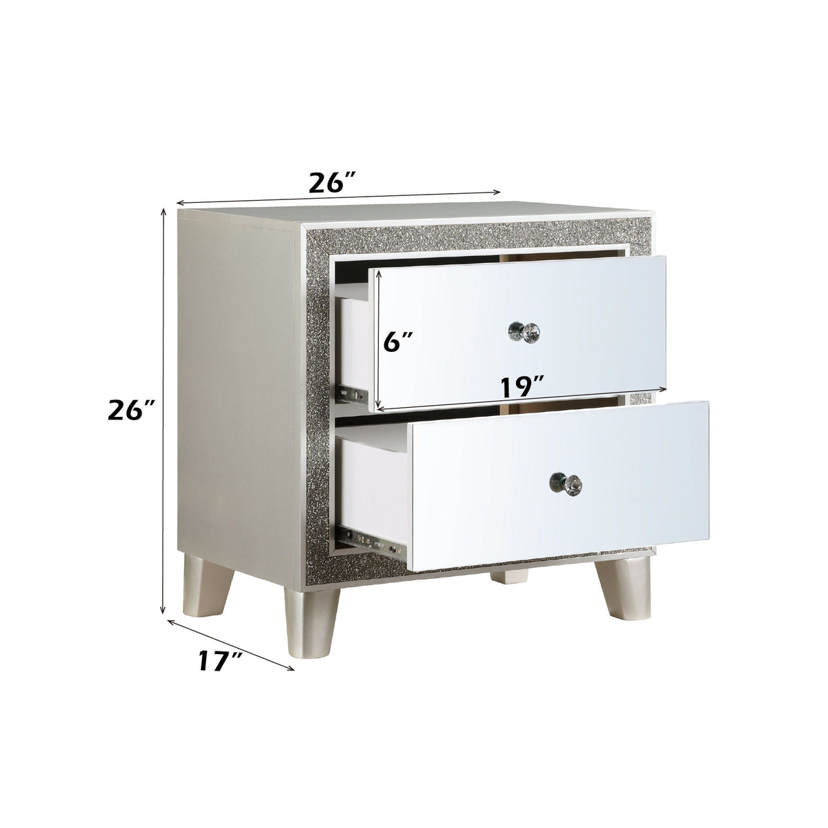 Sliverfluff Mirrored Nightstand - Champagne, photo 4 of 4