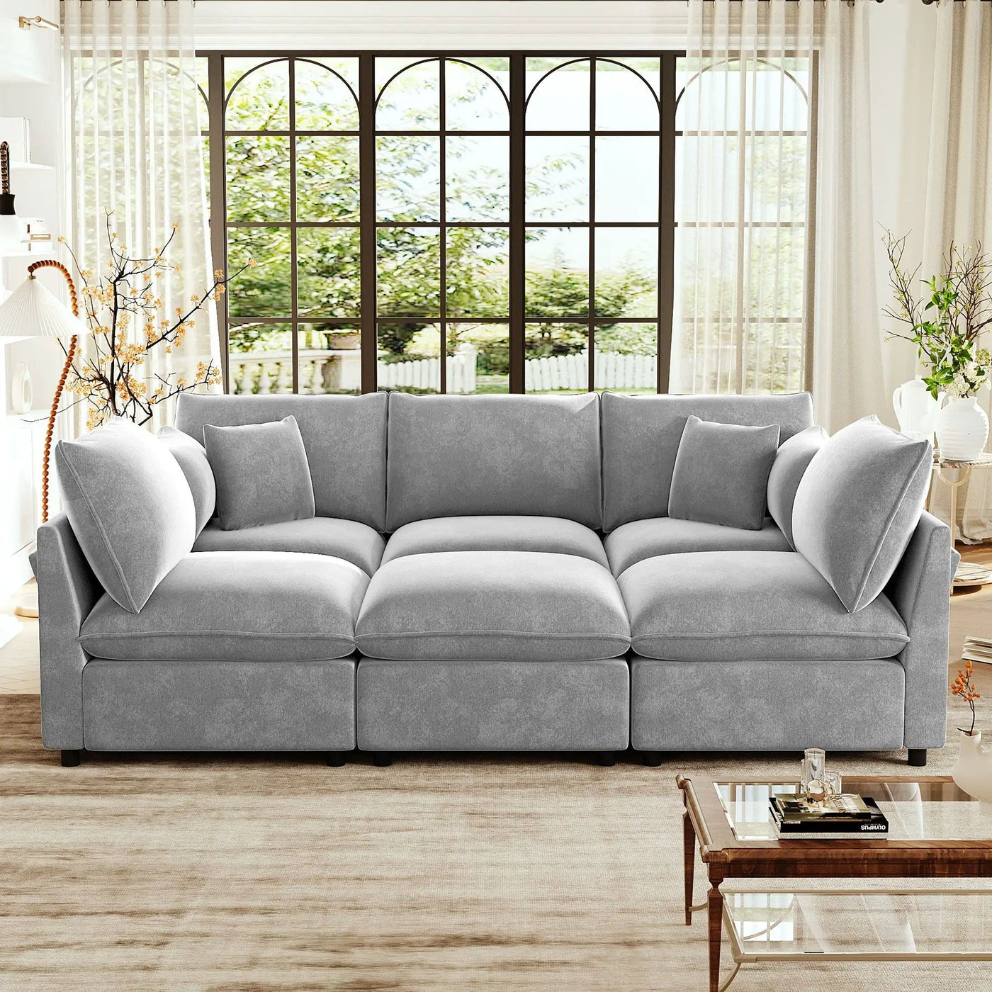 Modern Sectional Sofa U-Shaped With Movable Ottoman Storage Armrests And USB Ports by Unique Piece Furniture