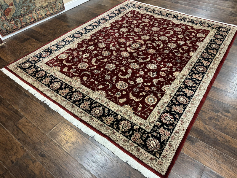 Maroon Persian Area Rug 8x10, Floral Allover, Pak Persian, Wool and Silk Highlights, Traditional Oriental Carpet by Jewel Rugs