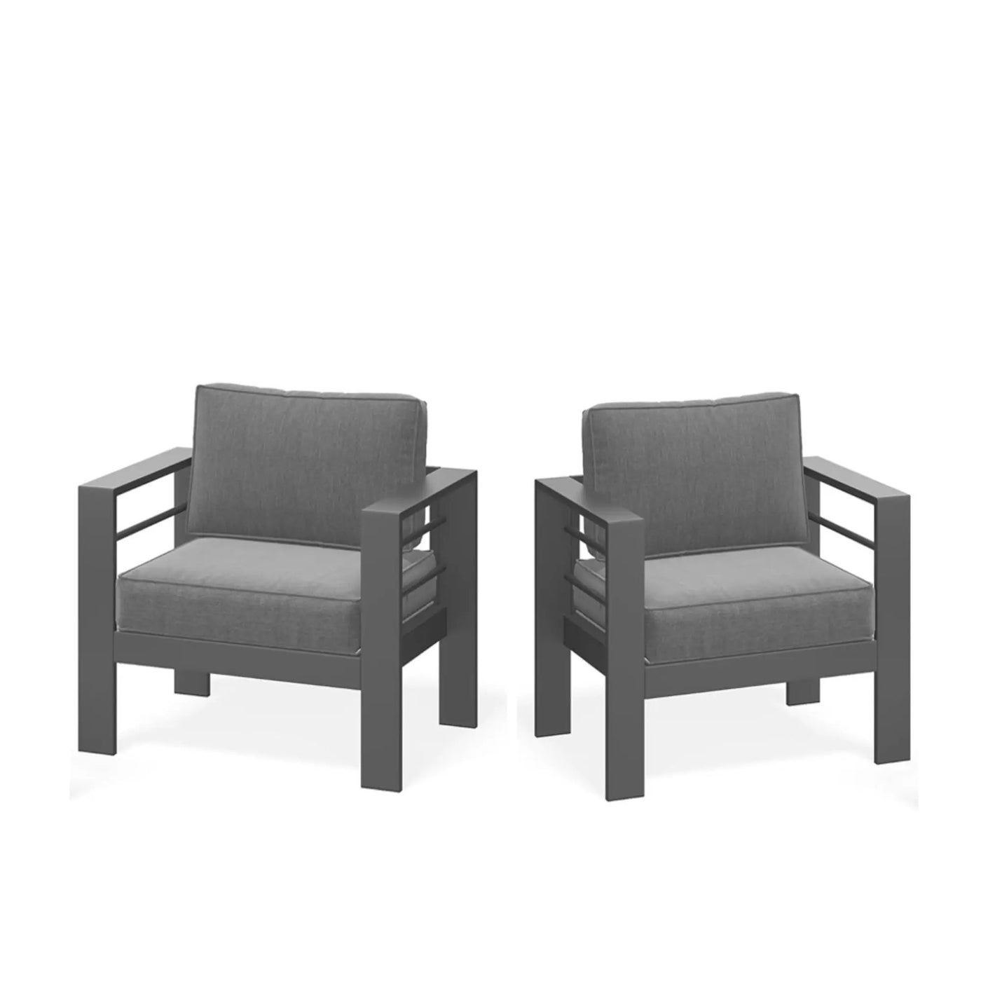 Modern All-Weather Patio Armchairs With Thick Cushions (Set of 2) by HouseOfZazla