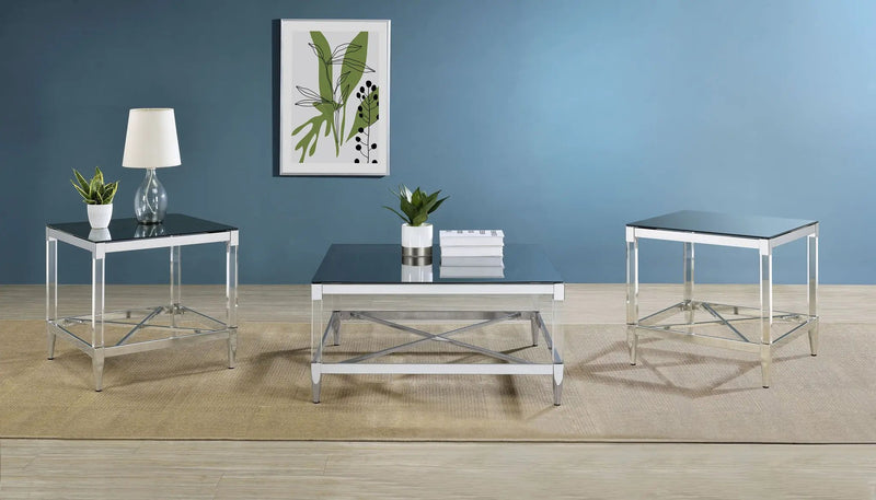 Lindley 3-piece Square Coffee and End Table Set Chrome by Unique Piece Furniture