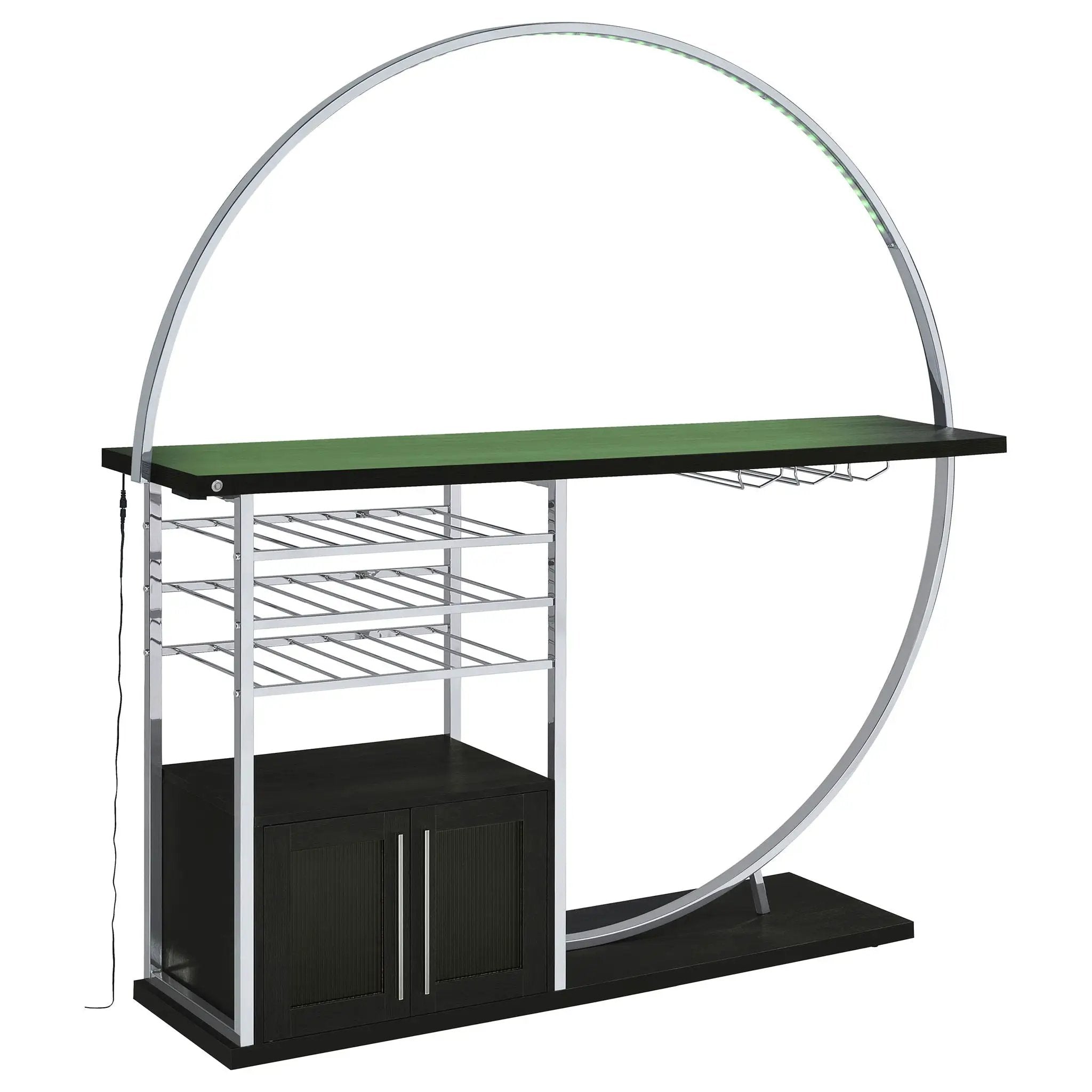Risley 2-door Circular LED Wine Cabinet Dark Charcoal by Unique Piece Furniture