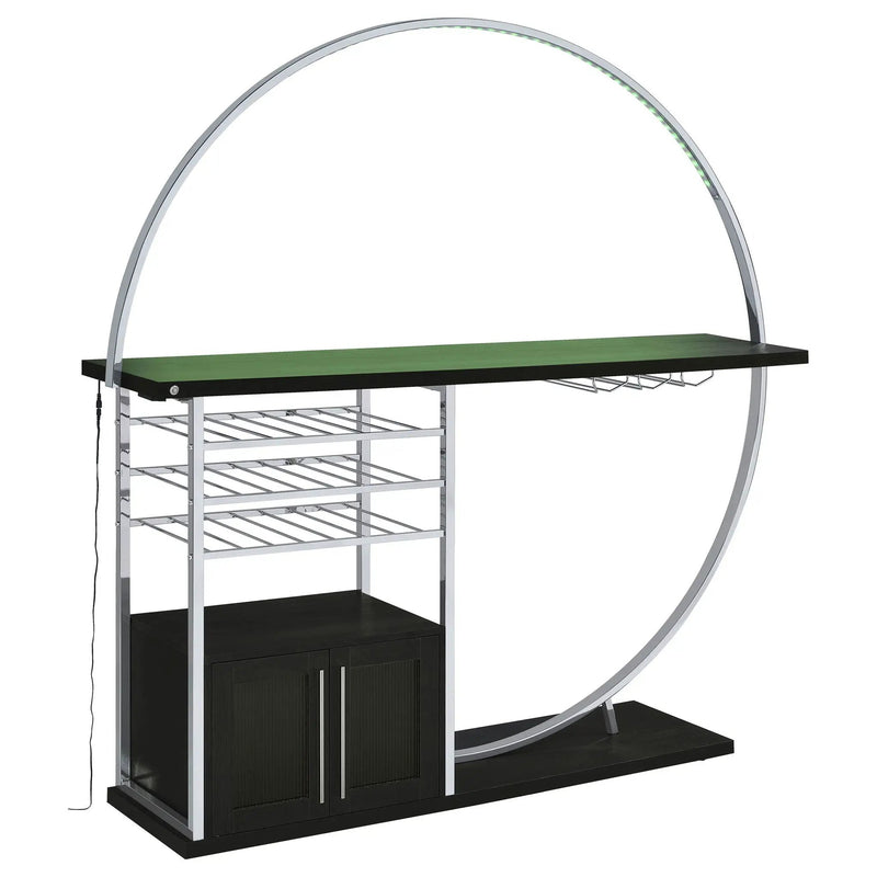 Risley 2-door Circular LED Wine Cabinet Dark Charcoal by Unique Piece Furniture