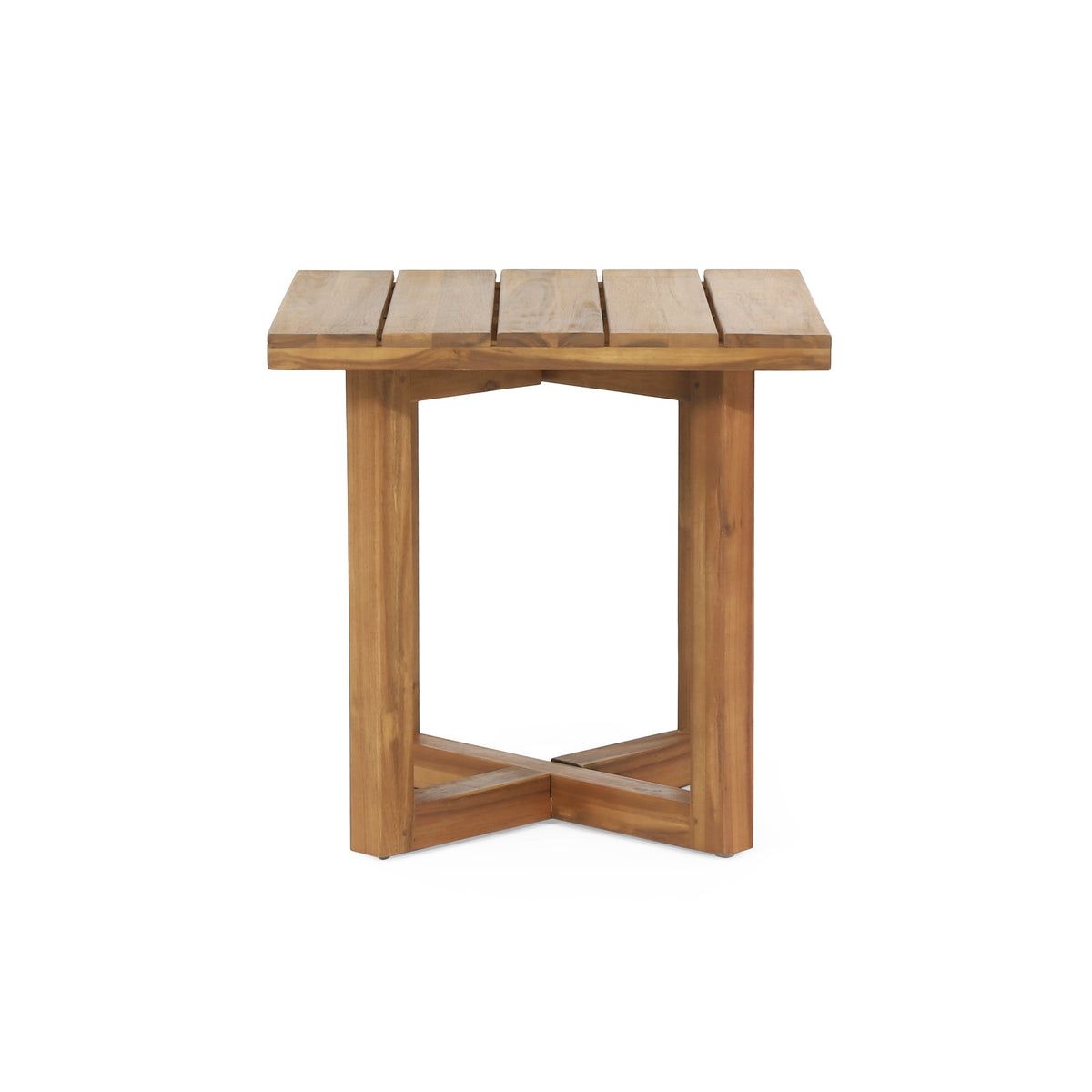 Ella Square Side Table with Slat Top - Natural Acacia, photo 2 of 10