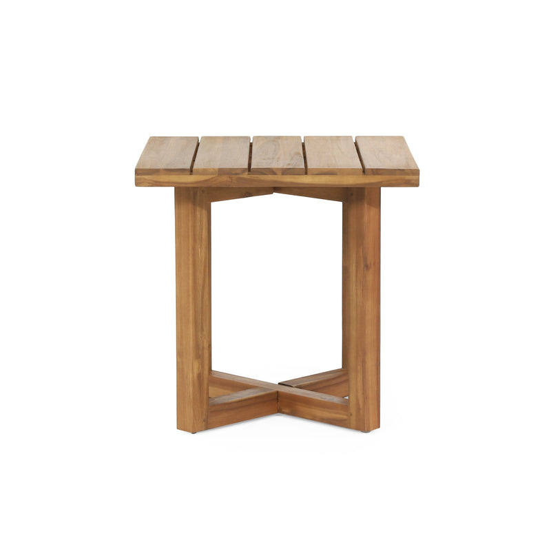 Ella Square Side Table with Slat Top - Natural Acacia, photo 2 of 10