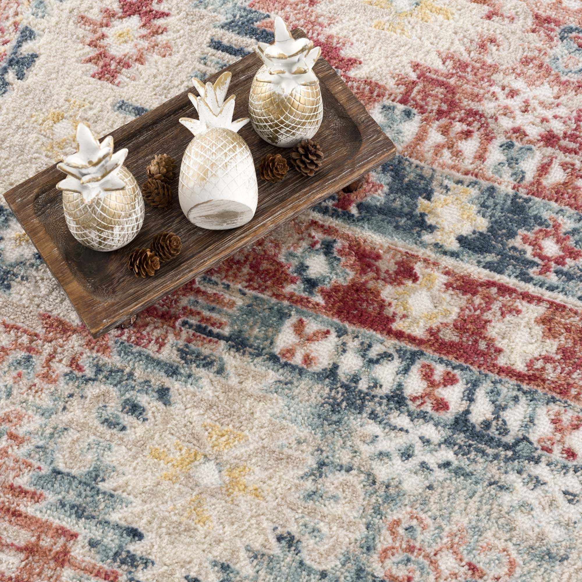 Bindi Blue & Rose Area Rug by Hauteloom