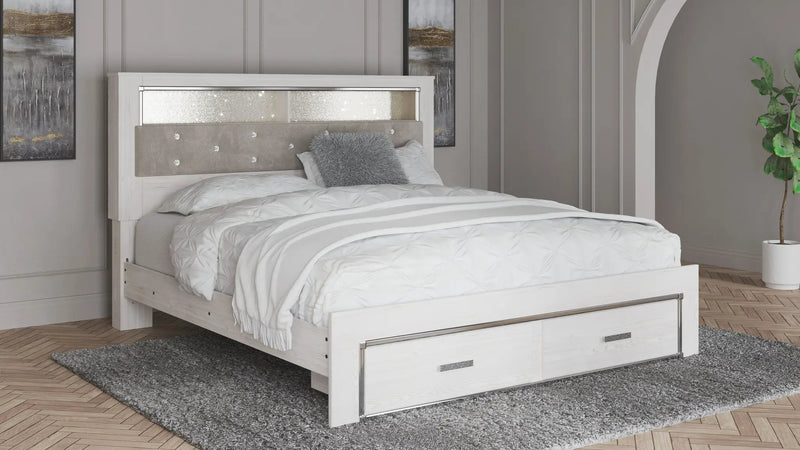 Altyra - King Upholstered Bookcase Bed With Storage - White by Unique Piece Furniture