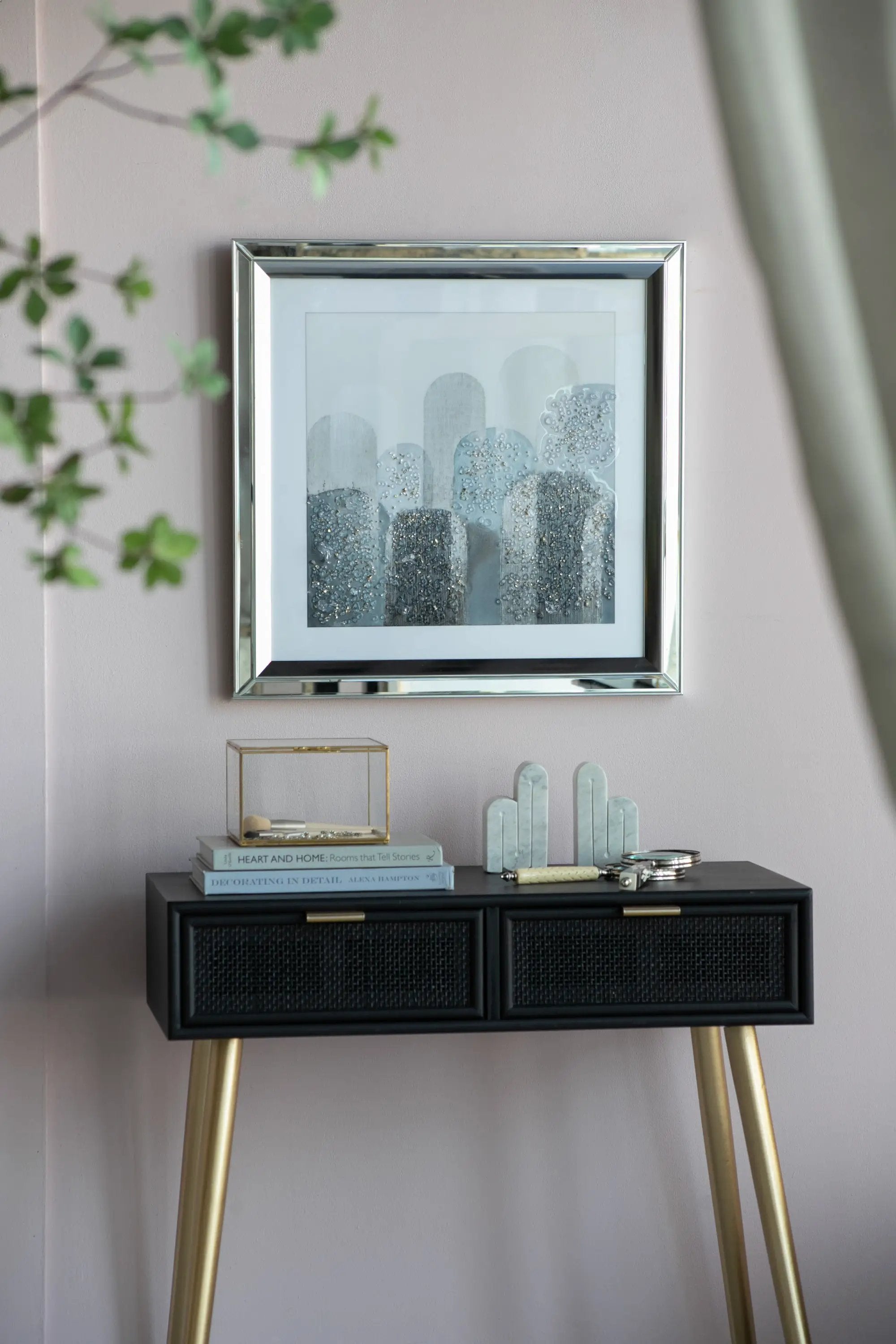 S/2 23.6x23.6' Kaiden Crystal Mirror Framed Wall Art by HouseOfZazla