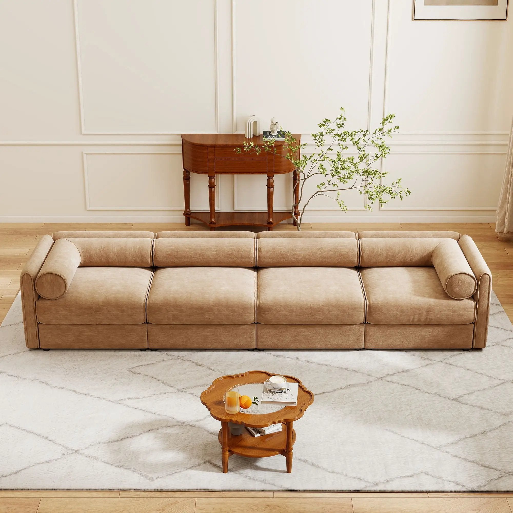 Stylish Sofa With Storage Seat And Cylindrical Backrest