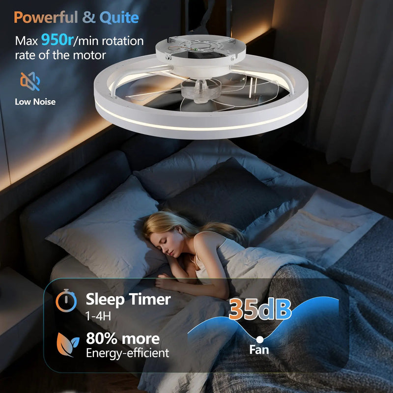 RGB Ceiling Fan with Lights, 19'' Smart LED Bladeless Chandelier Fan by HouseOfZazla