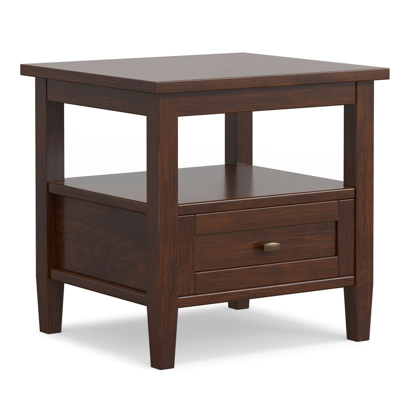 Warm Shaker - End Table With Smooth Drawer Storage - Brown by HouseOfZazla