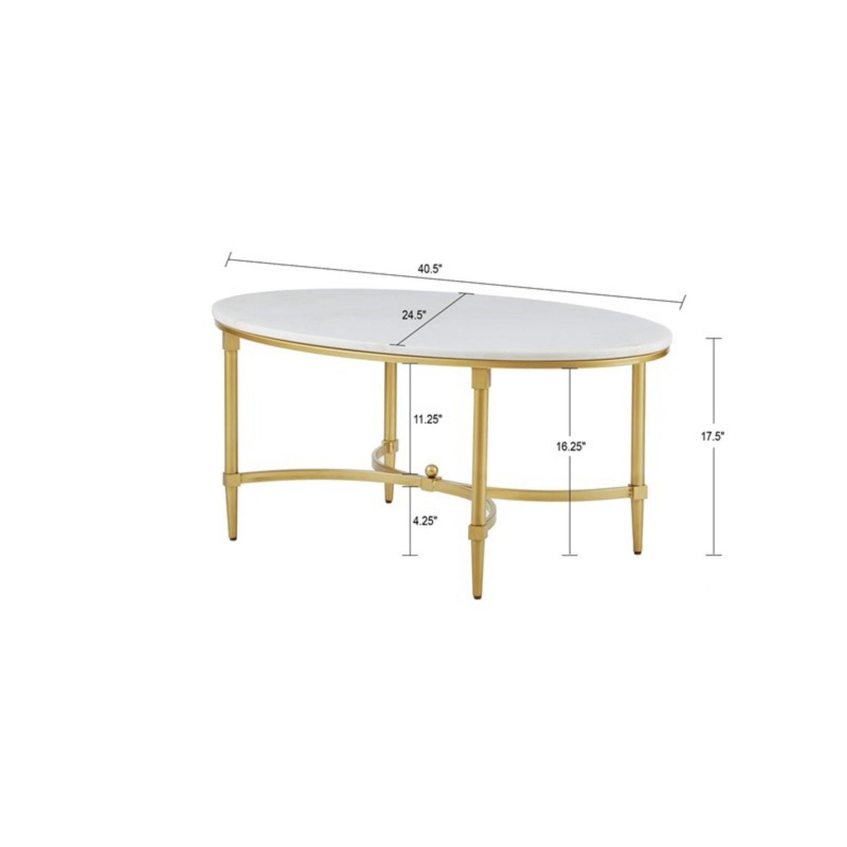 White Marble Coffee Table with Gold Metal Legs - Bordeaux, photo 6 of 7