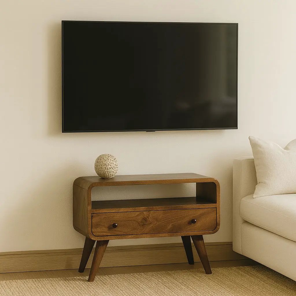 Mini Curved Media Unit - Chestnut by HouseOfZazla