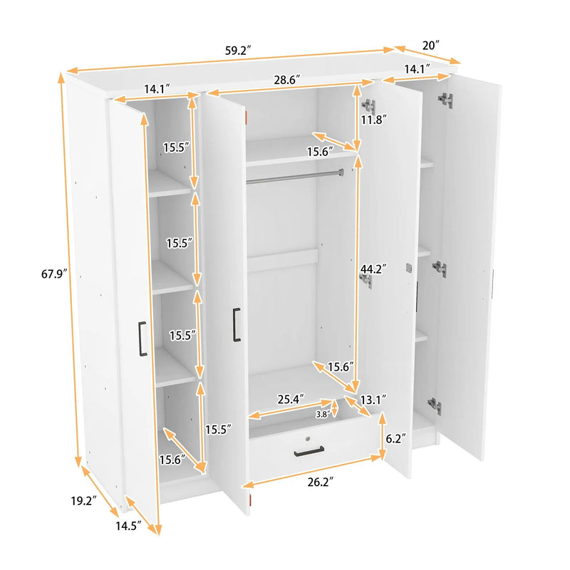 4 Door Wardrobe With 1 Drawer by HouseOfZazla