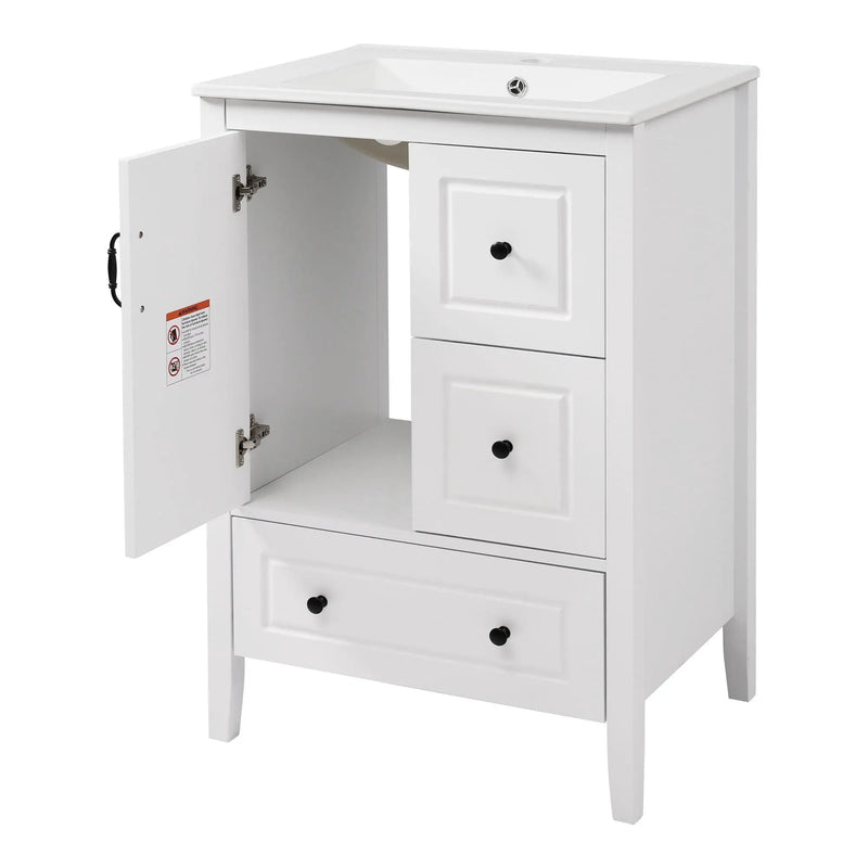 Retro Bathroom Vanity With Sink, Soft Closing Cabinet & Drawers by HouseOfZazla