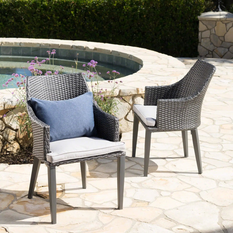 Hillhurst Outdoor Chair Set of 2 with Weather Resistant Cushions by HouseOfZazla