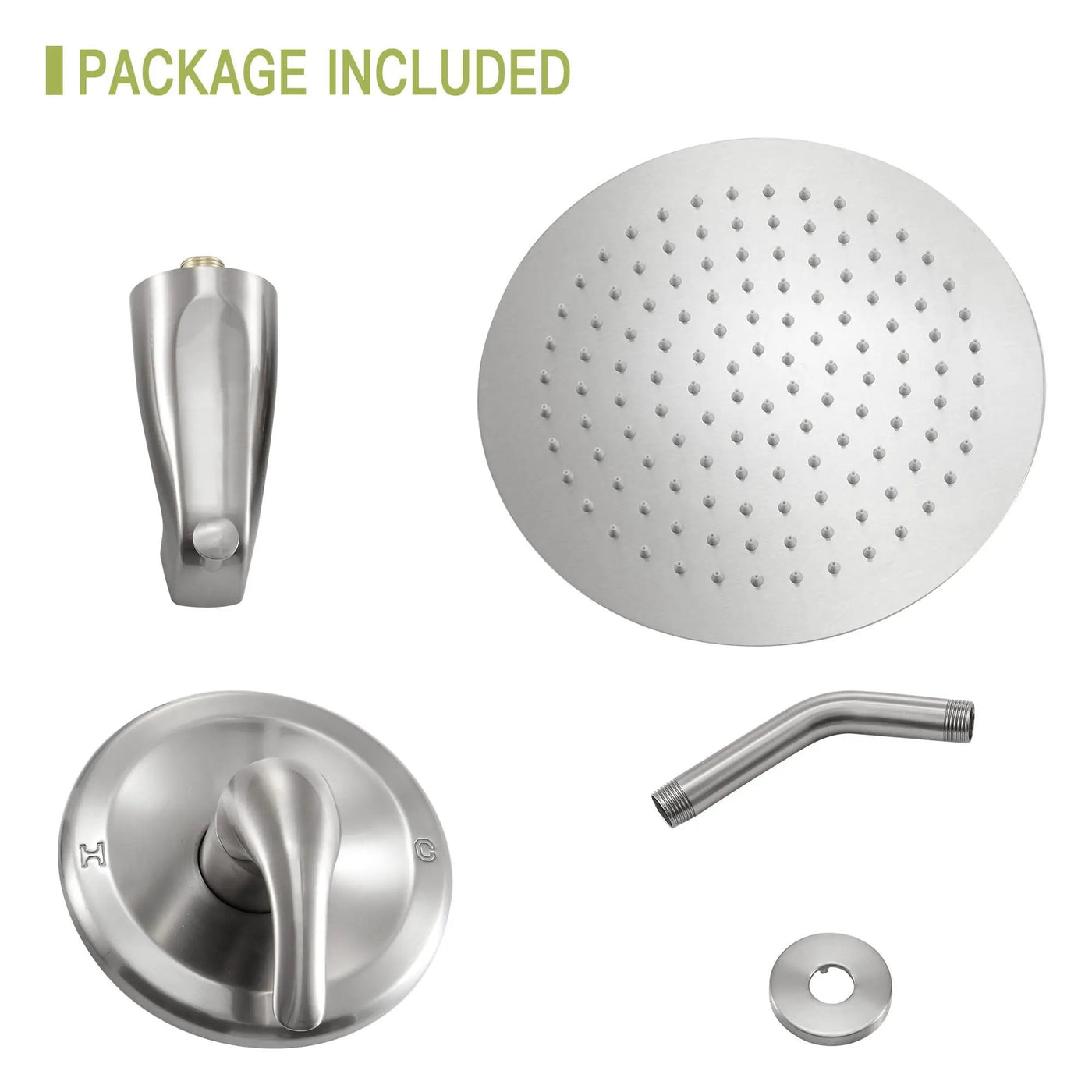 10" Round Rain Shower Head System With Waterfall Tub Spout, Wall Mounted, Stainless Steel by HouseOfZazla