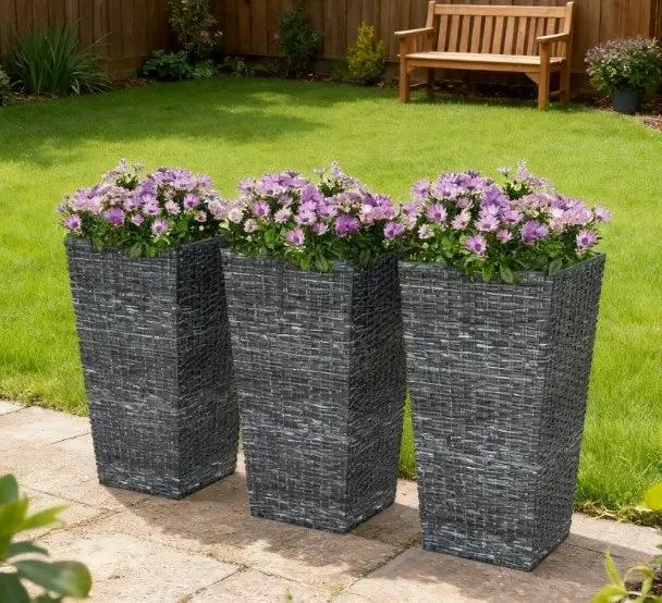 Taper Planters Set of 3 with Drainage Holes for Indoor and Outdoor Use by HouseOfZazla
