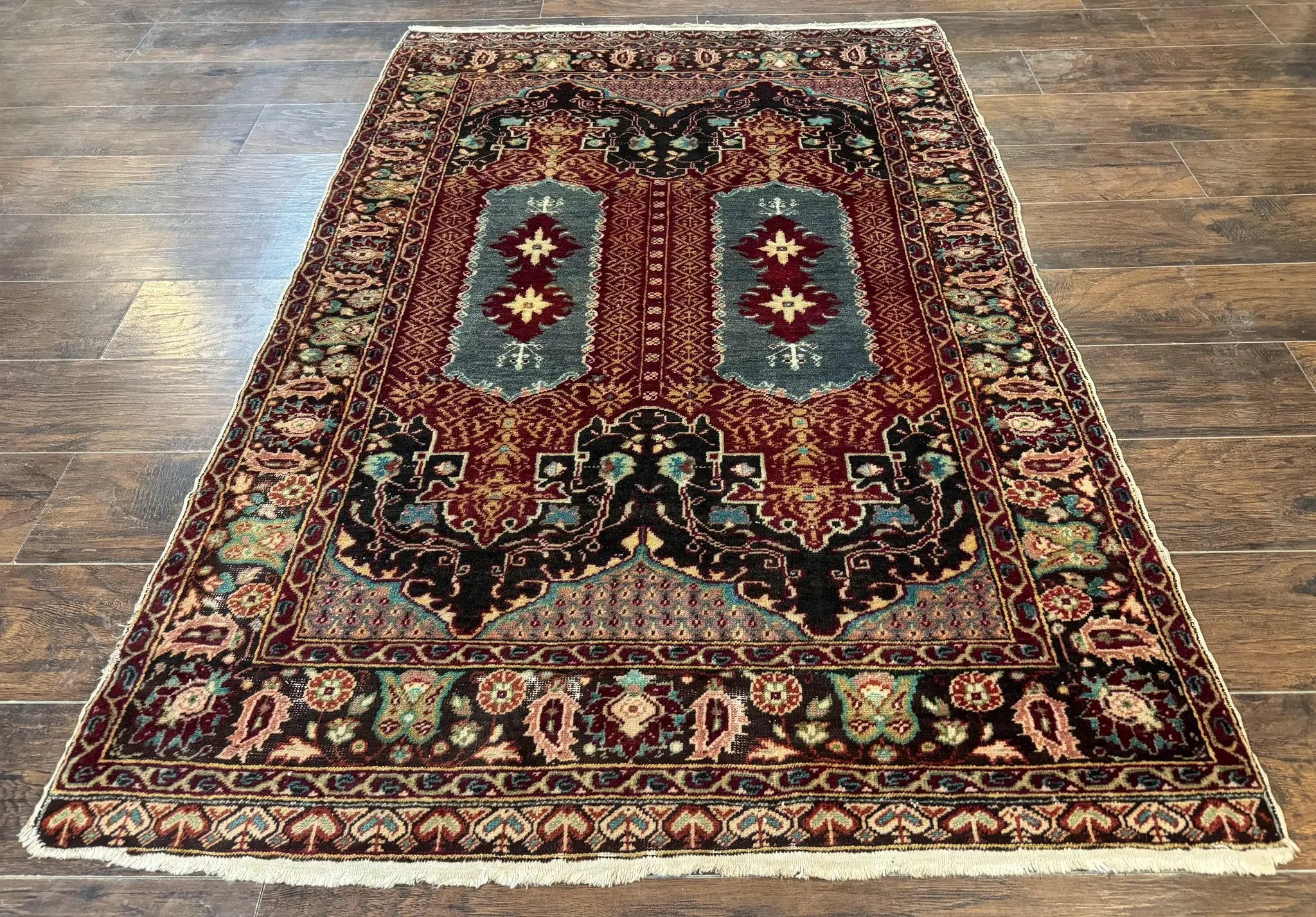 Antique Turkish Rug 4x6, Unique Rare Carpet by Jewel Rugs
