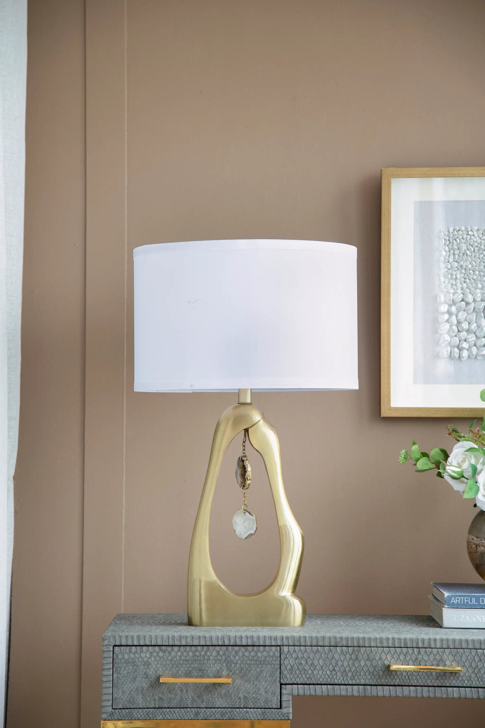 Geode-Inspired Gold Aluminum Table Lamp by HouseOfZazla